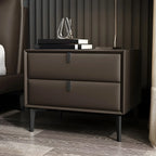 Table de chevet moderne en cuir noir avec tiroirs