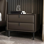 Table de chevet moderne en cuir noir avec tiroirs