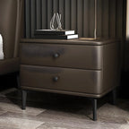 Table de chevet moderne en cuir noir avec tiroirs