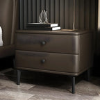 Table de chevet moderne en cuir noir avec tiroirs