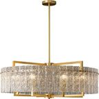 Lustre rond de luxe en cristal avec abat-jour en verre