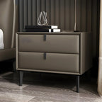 Table de chevet moderne en cuir noir avec tiroirs