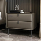 Table de chevet moderne en cuir noir avec tiroirs