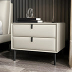 Table de chevet moderne en cuir noir avec tiroirs