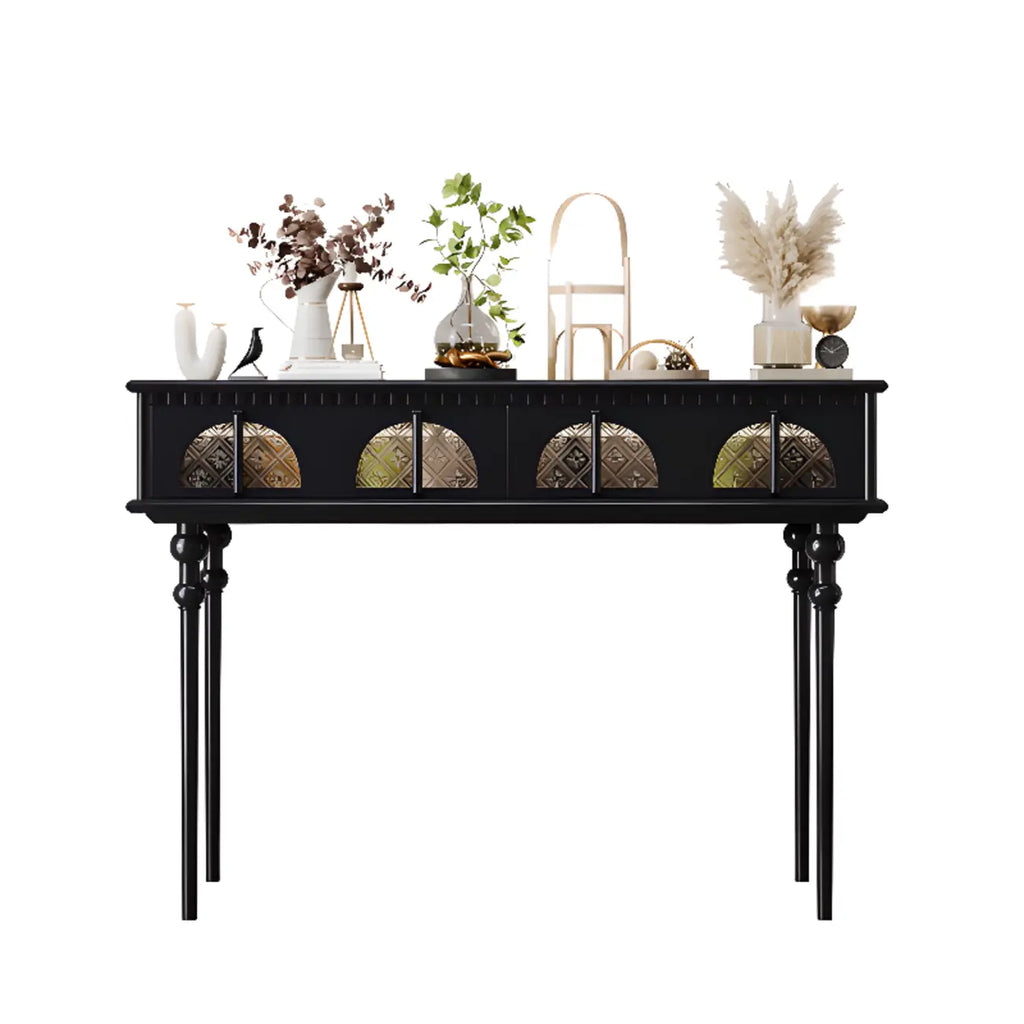 Console rectangulaire haute en bois avec tiroirs, idéale pour une entrée.