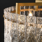 Lustre rond de luxe en cristal avec abat-jour en verre