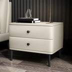 Table de chevet moderne en cuir noir avec tiroirs