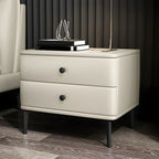 Table de chevet moderne en cuir noir avec tiroirs
