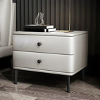 Table de chevet moderne en cuir noir avec tiroirs