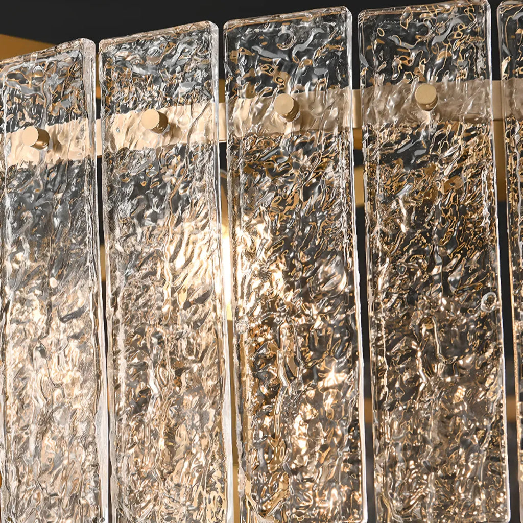 Lustre rond de luxe en cristal avec abat-jour en verre