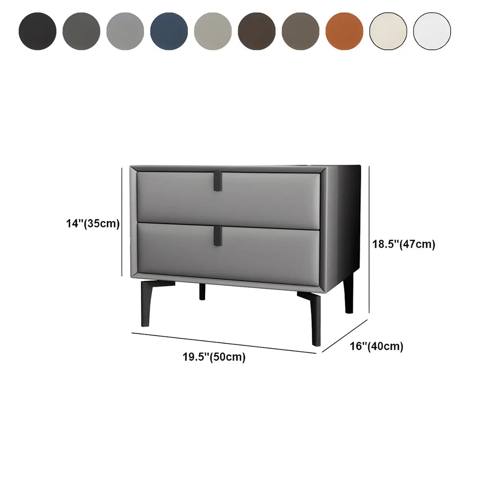 Table de chevet moderne en cuir noir avec tiroirs
