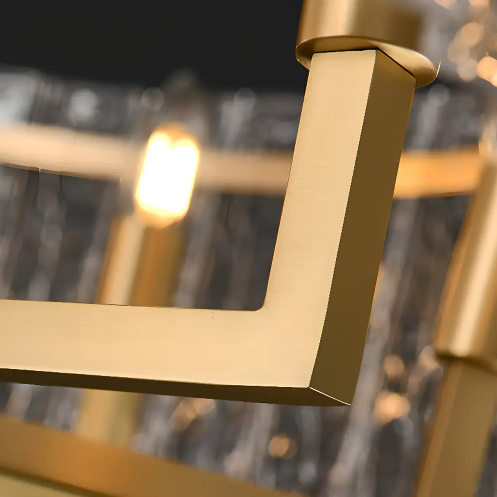 Lustre rond de luxe en cristal avec abat-jour en verre