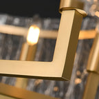 Lustre rond de luxe en cristal avec abat-jour en verre