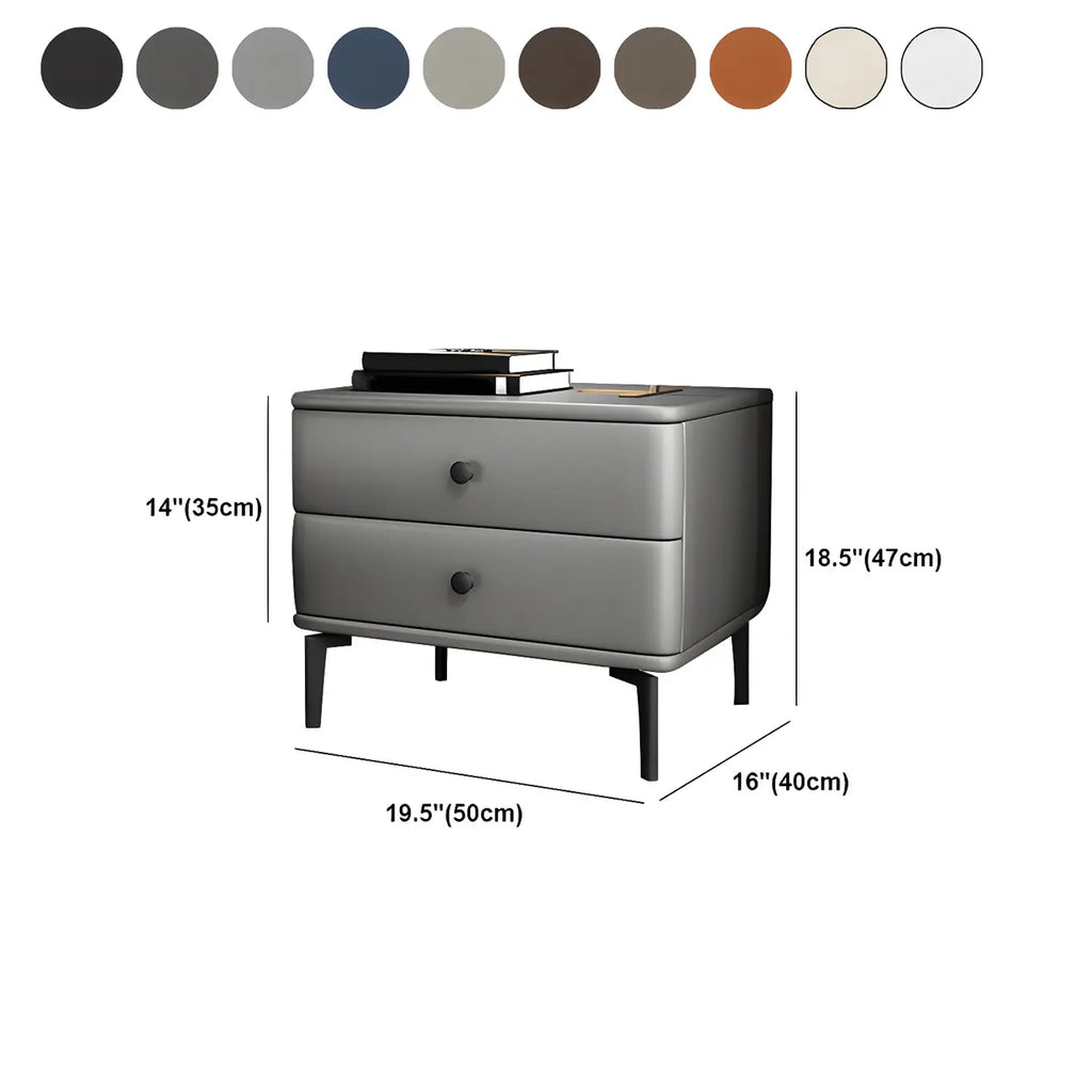 Table de chevet moderne en cuir noir avec tiroirs