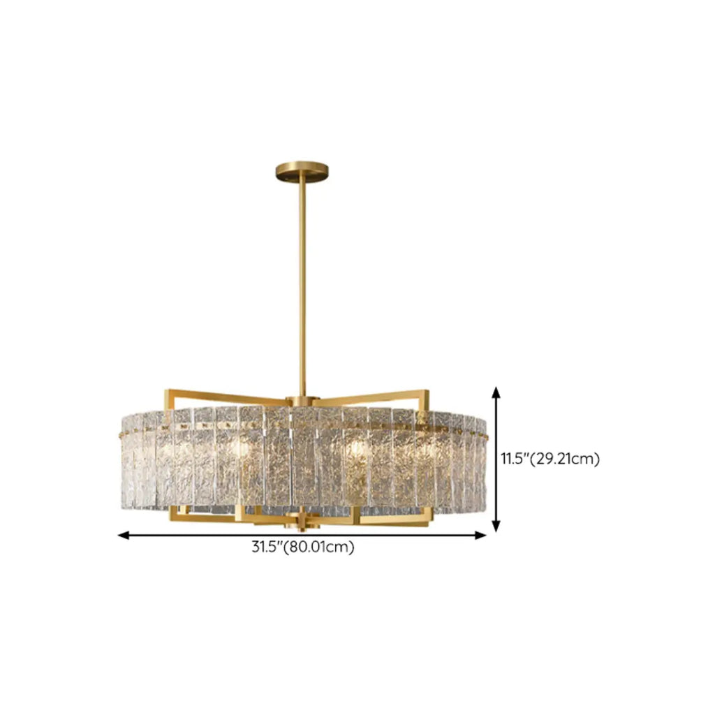 Lustre rond de luxe en cristal avec abat-jour en verre