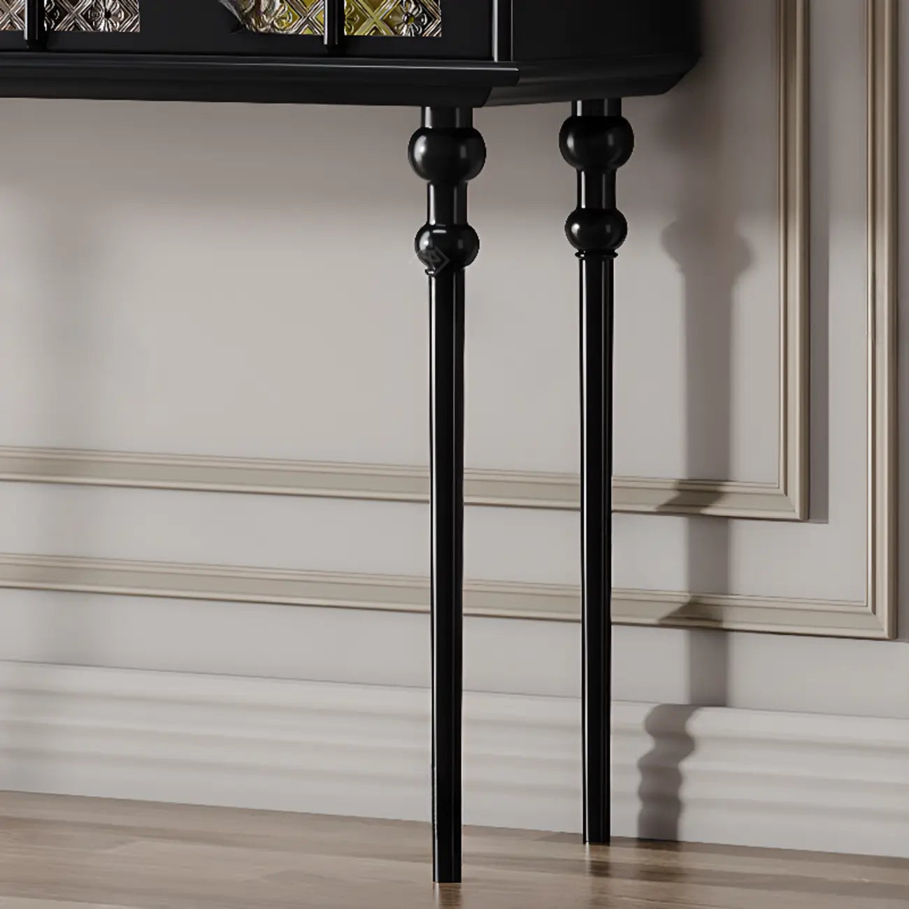 Console rectangulaire haute en bois avec tiroirs, idéale pour une entrée.