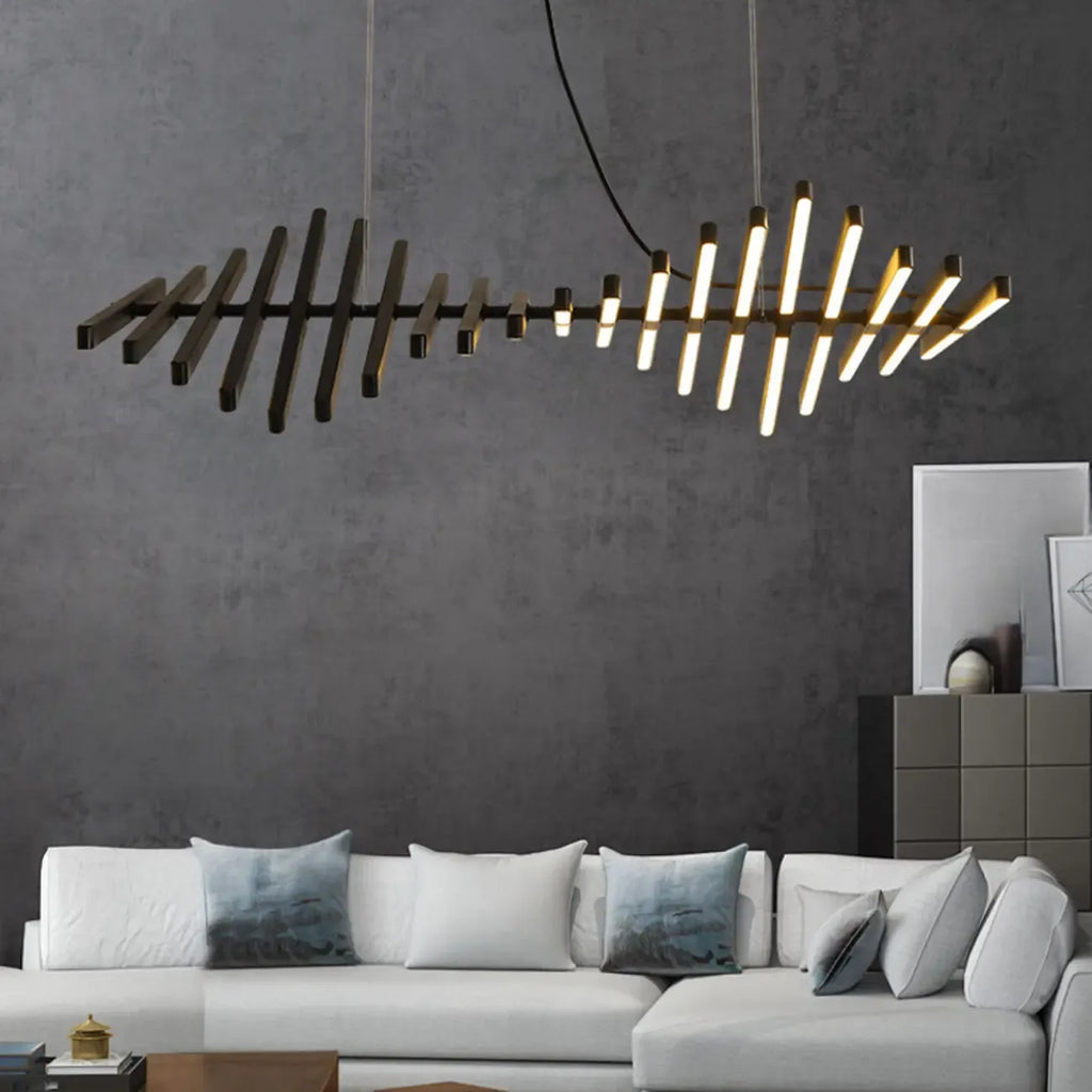 Suspension linéaire élégante en acrylique pour îlot de cuisine avec télécommande