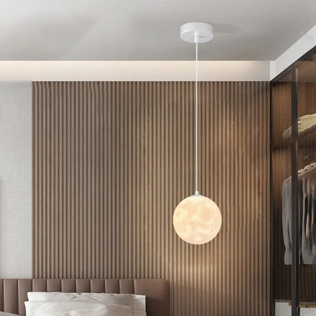 Suspension lumineuse 3D en forme de lune à intensité variable pour une décoration de chevet moderne
