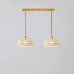 Suspension moderne en bois à 2 lumières, format moyen, idéale pour un îlot de cuisine.