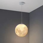 Suspension lumineuse 3D en forme de lune à intensité variable pour une décoration de chevet moderne