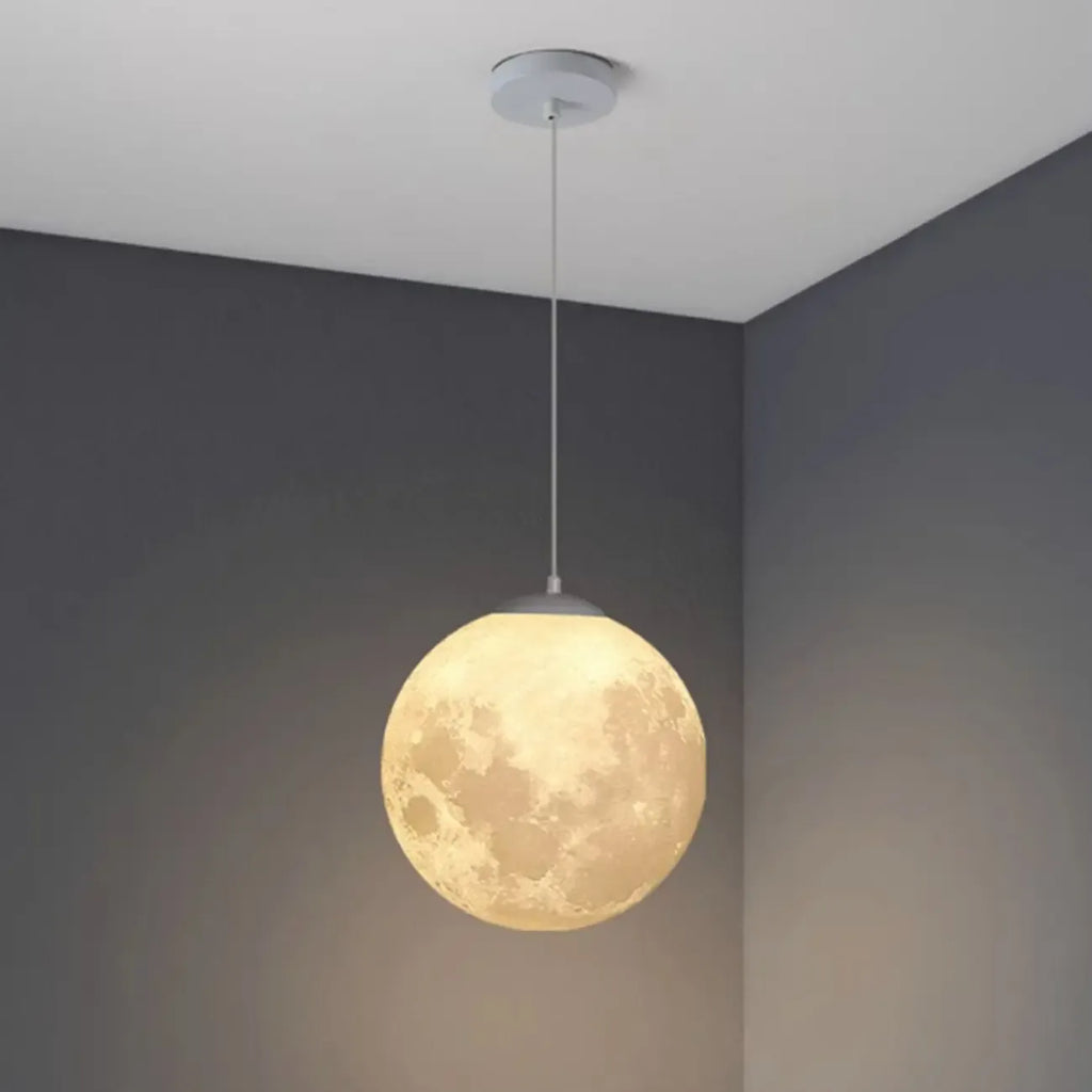 Suspension lumineuse 3D en forme de lune à intensité variable pour une décoration de chevet moderne