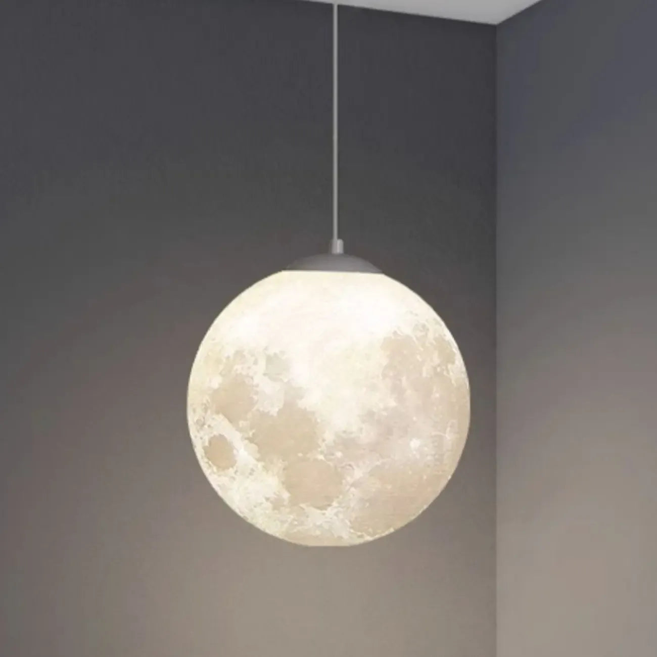 Suspension lumineuse 3D en forme de lune à intensité variable pour une décoration de chevet moderne