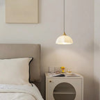 Lampe suspendue LED en verre blanc crème à motif floral pour chevet