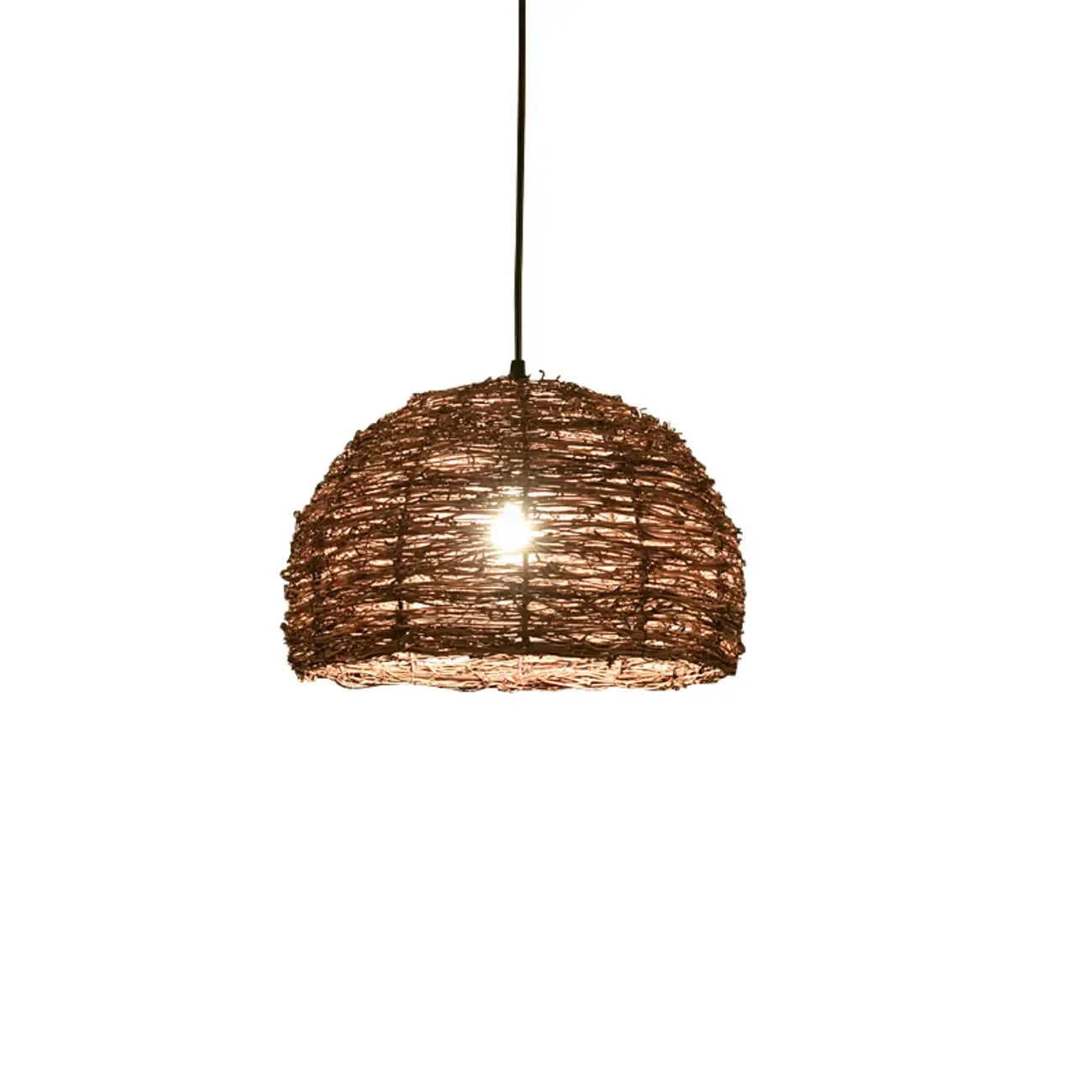 Suspension en bois naturel tressé pour espaces intérieurs