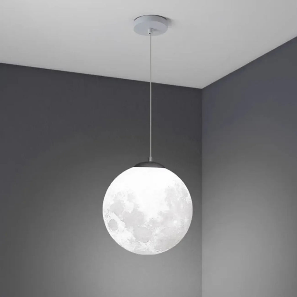 Suspension lumineuse 3D en forme de lune à intensité variable pour une décoration de chevet moderne