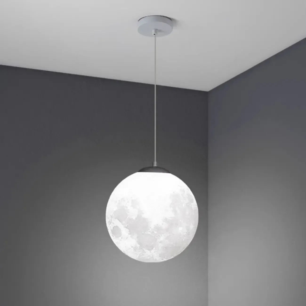 Suspension lumineuse 3D en forme de lune à intensité variable pour une décoration de chevet moderne