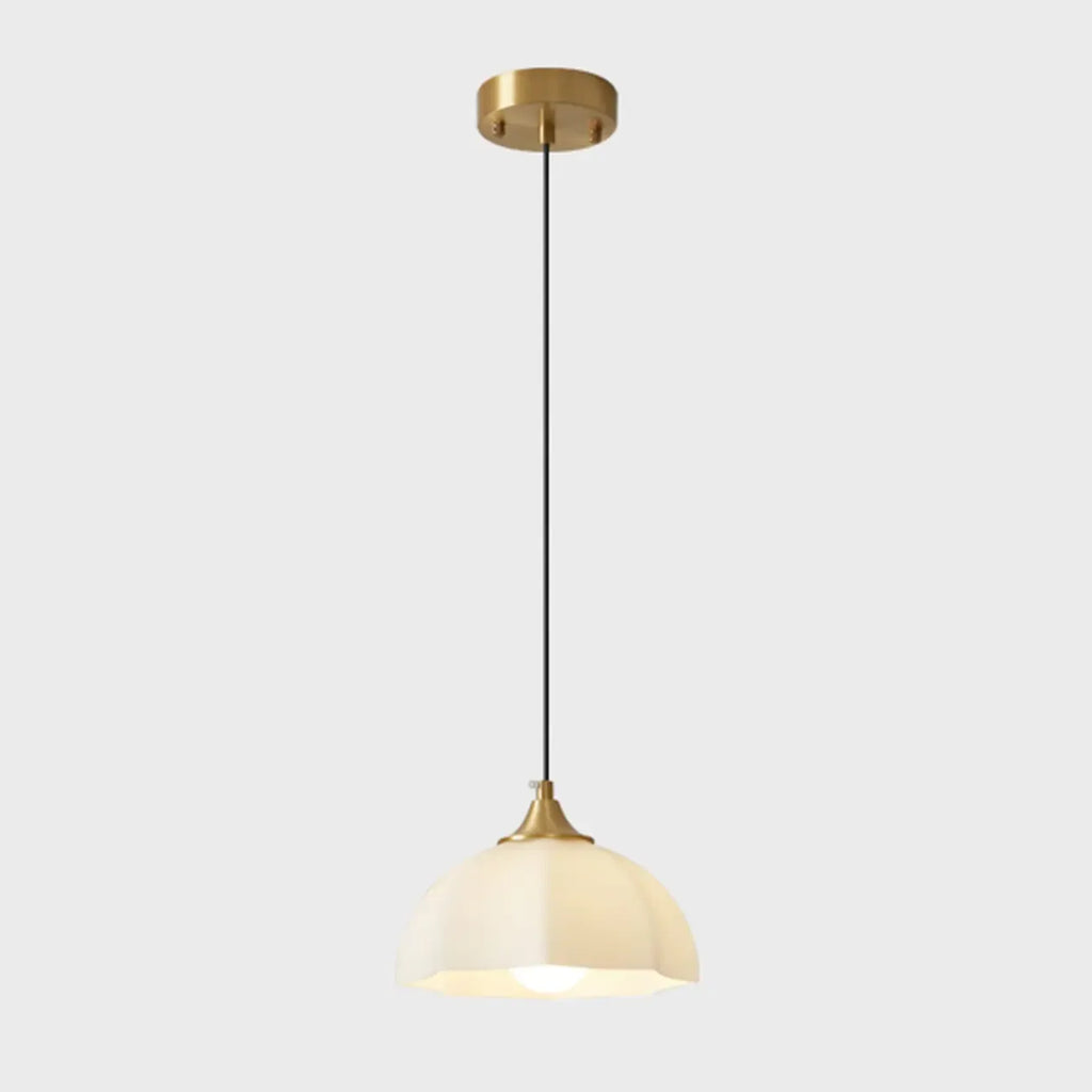 Lampe suspendue LED en verre blanc crème à motif floral pour chevet