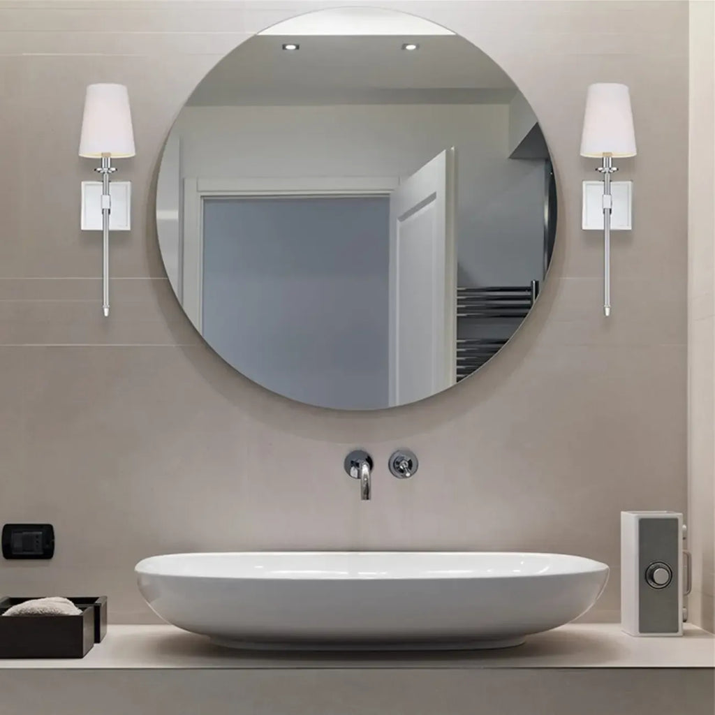 Applique murale cylindrique moderne pour salle de bain avec abat-jour