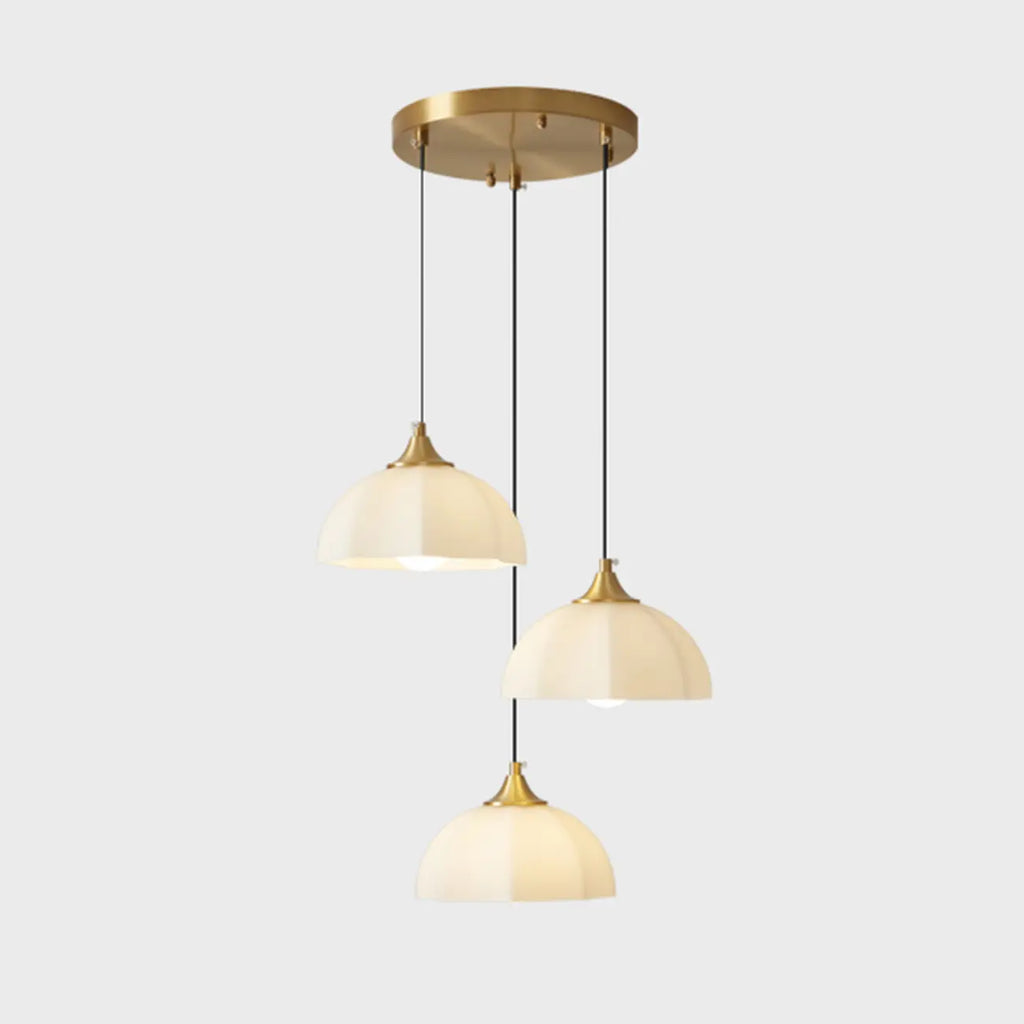 Lampe suspendue LED en verre blanc crème à motif floral pour chevet