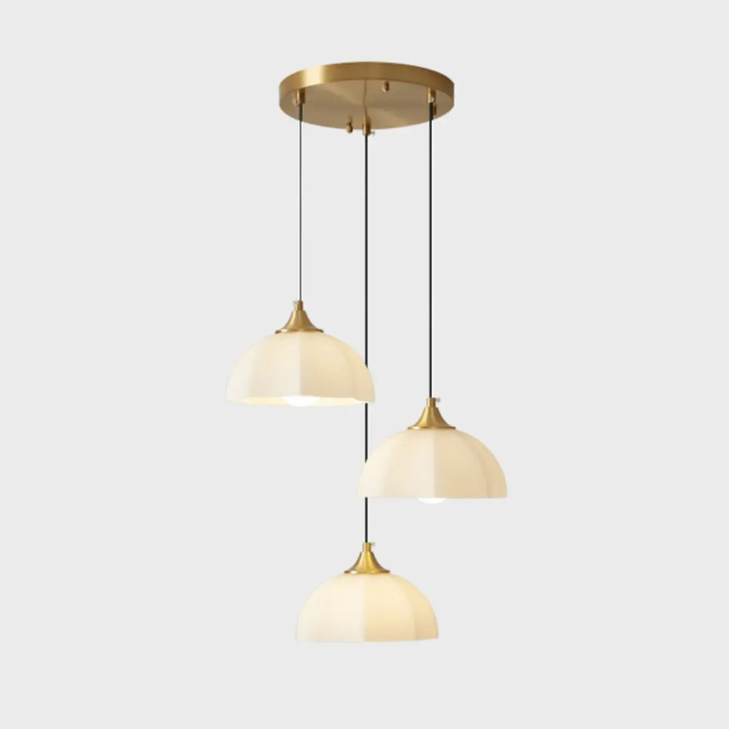 Lampe suspendue LED en verre blanc crème à motif floral pour chevet