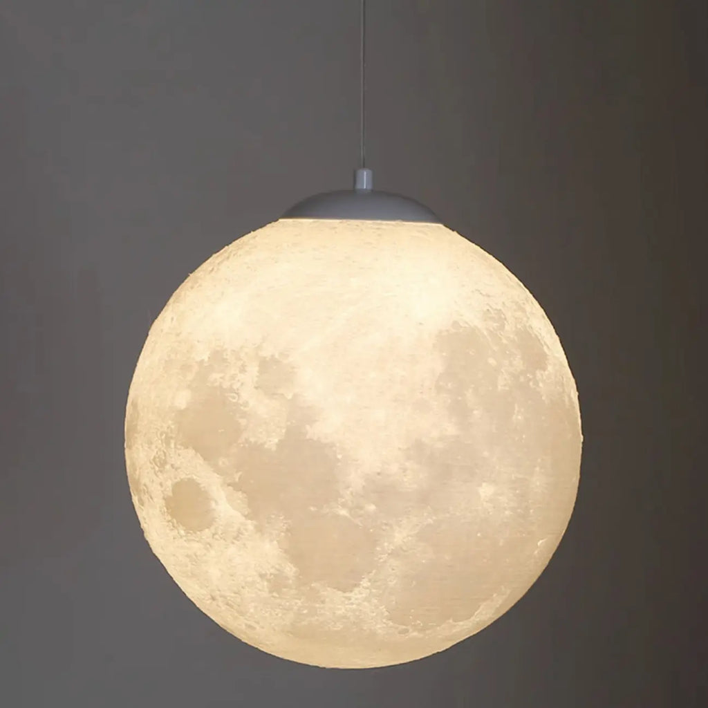 Suspension lumineuse 3D en forme de lune à intensité variable pour une décoration de chevet moderne