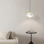 Lampe suspendue LED en verre blanc crème à motif floral pour chevet