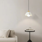 Lampe suspendue LED en verre blanc crème à motif floral pour chevet