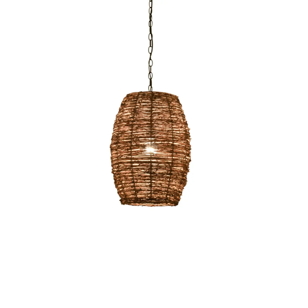 Suspension en bois naturel tressé pour espaces intérieurs