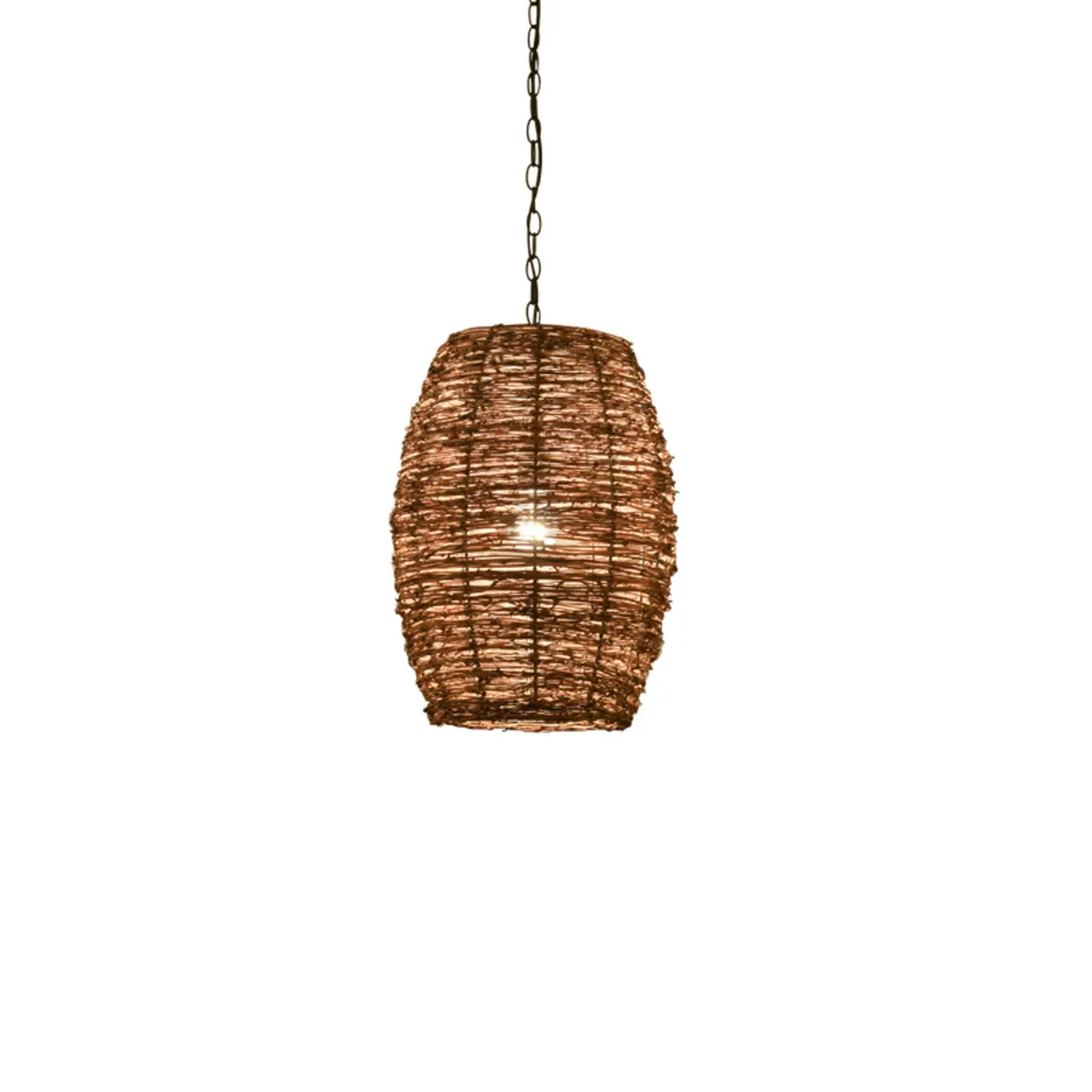 Suspension en bois naturel tressé pour espaces intérieurs
