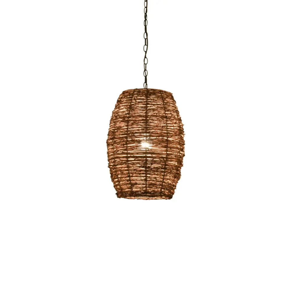 Suspension en bois naturel tressé pour espaces intérieurs