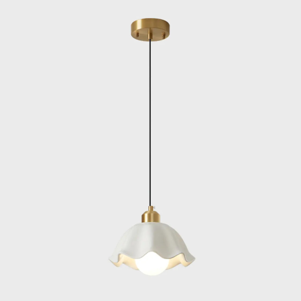 Lampe suspendue LED en verre blanc crème à motif floral pour chevet