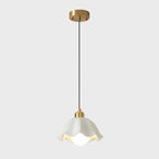 Lampe suspendue LED en verre blanc crème à motif floral pour chevet
