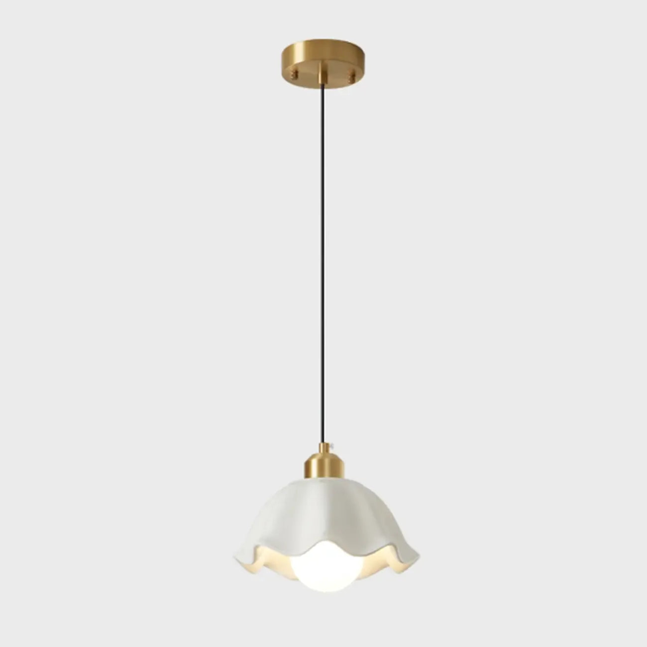 Lampe suspendue LED en verre blanc crème à motif floral pour chevet