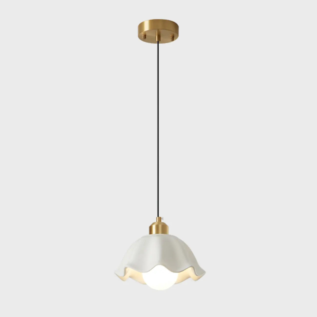 Lampe suspendue LED en verre blanc crème à motif floral pour chevet