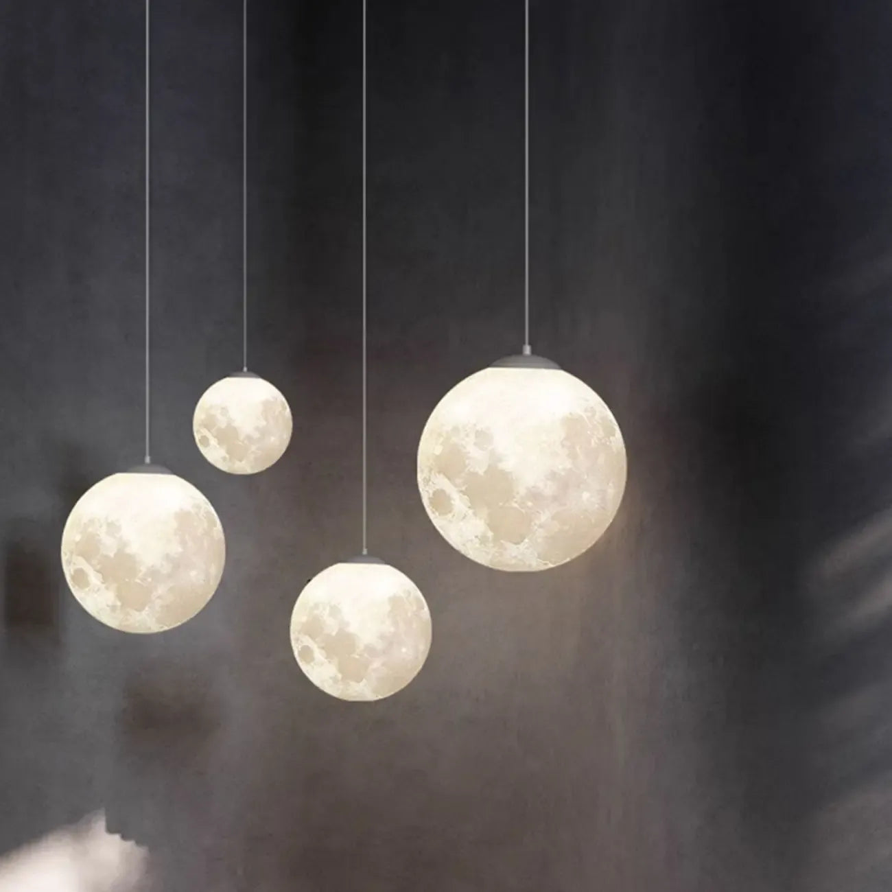 Suspension lumineuse 3D en forme de lune à intensité variable pour une décoration de chevet moderne