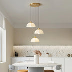 Lampe suspendue LED en verre blanc crème à motif floral pour chevet
