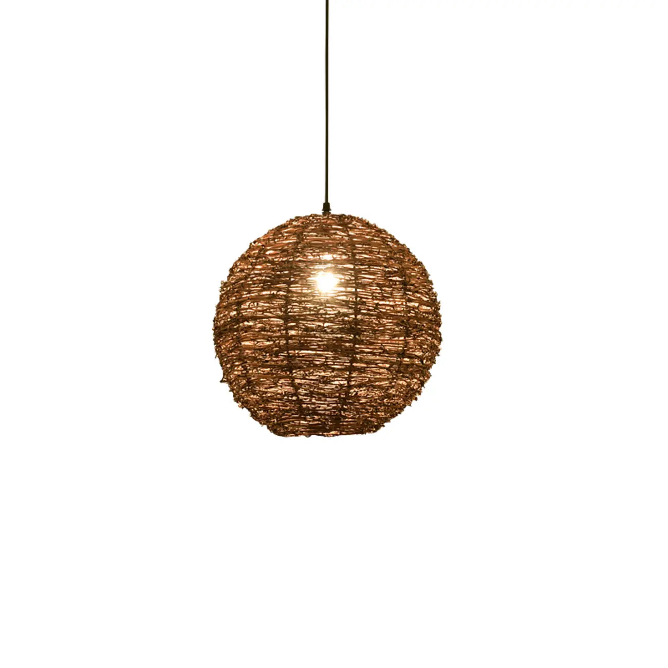 Suspension en bois naturel tressé pour espaces intérieurs