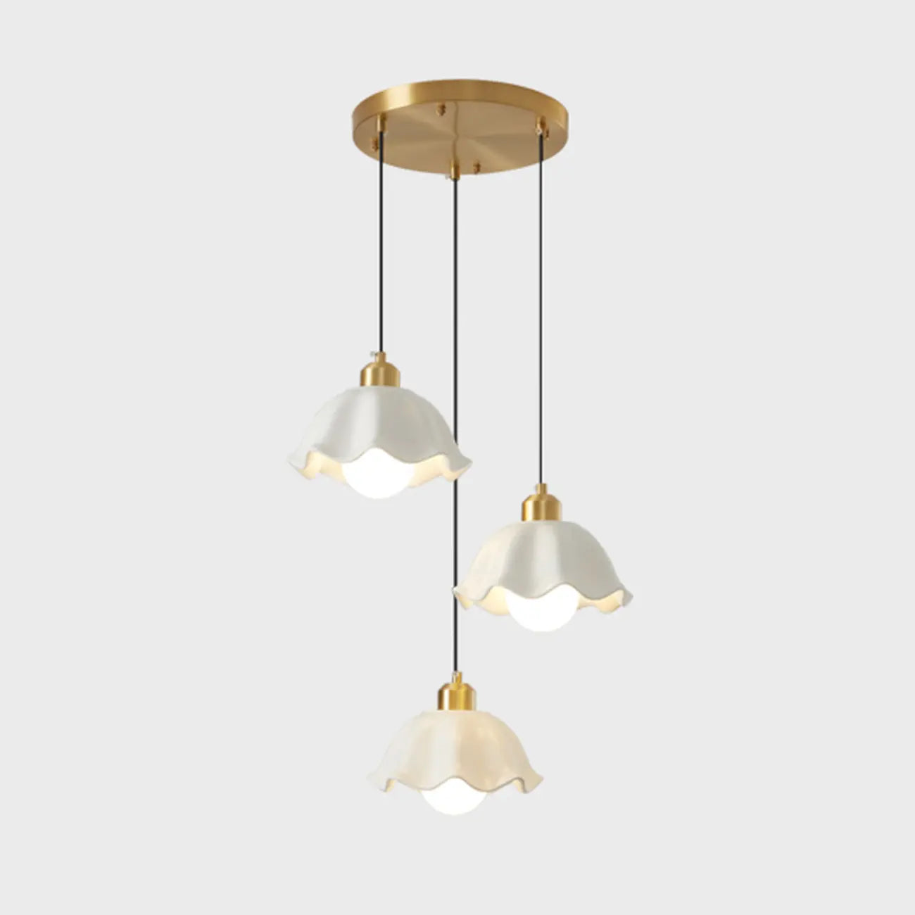 Lampe suspendue LED en verre blanc crème à motif floral pour chevet
