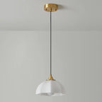 Lampe suspendue LED en verre blanc crème à motif floral pour chevet