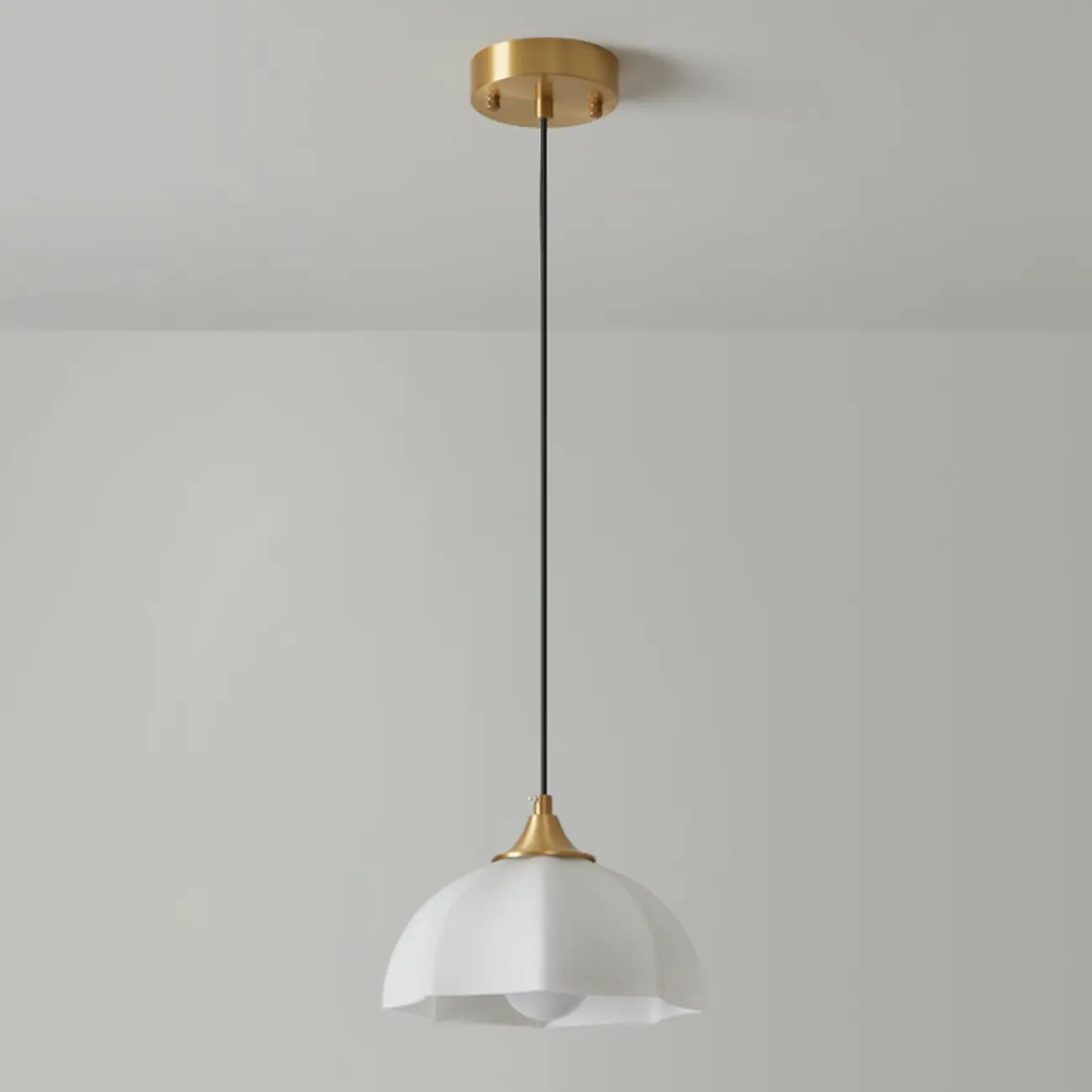 Lampe suspendue LED en verre blanc crème à motif floral pour chevet